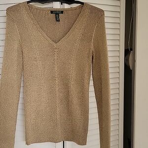 Ralph Lauren  gold metallic sweater size large